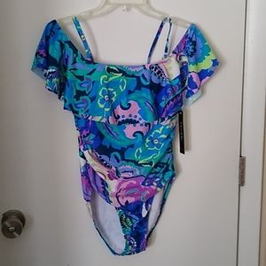 Tahari Multi Color One Piece Swimsuit - NWT - Size Large